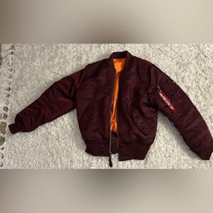 Alpha Industries MA-1 flight bomber jacket, size XS, maroon